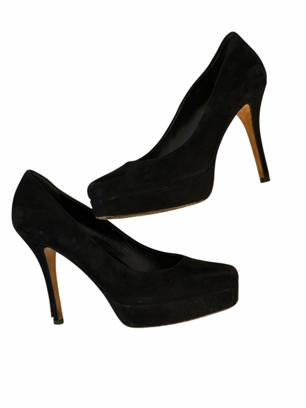 Vintage Gucci Black Suede Platform Pumps Stiletto Heels Y2K Designer Size 35.5 - Picture 2 of 11